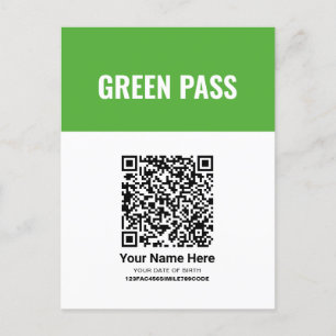 Postal Cartão de Passagem do Certificado de Vacina Verde
