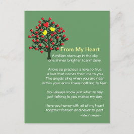 Postal Cartão de Pássaros de Amor com Poema
