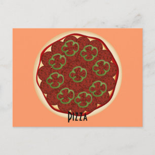 Postal Cartão de pizza de pepperoni e pimentos