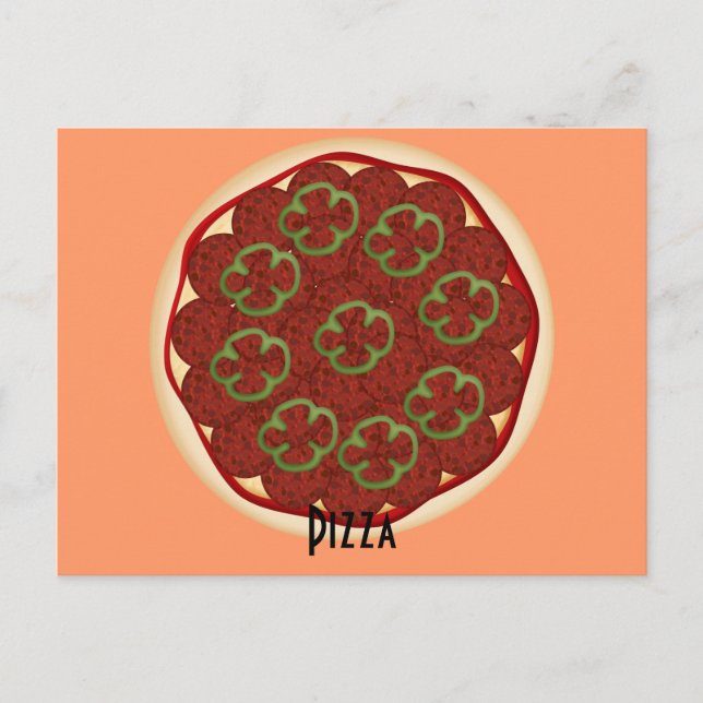 Postal Cartão de pizza de pepperoni e pimentos (Frente)