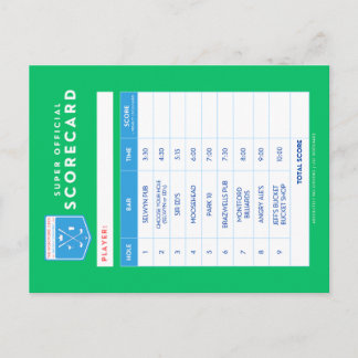 Postal cartão de pontuação