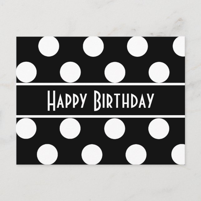Postal Cartão de Posta de Aniversário Preto e Branco (Frente)