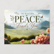 Cartão de Poster Cênico Inspirador Paz Encontra Vo