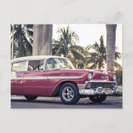 Postal Cartão de Posto Clássico de Carro Cuba