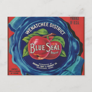 Postal cartão de posto das maçãs de selo azul