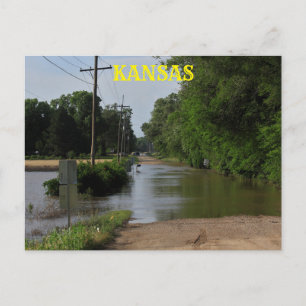 Postal Cartão de Posto de água inundável do Kansas Countr