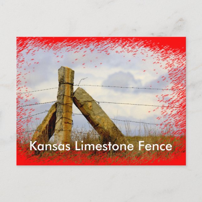 Postal Cartão de Posto de cerca de Kansas Limestone (Frente)