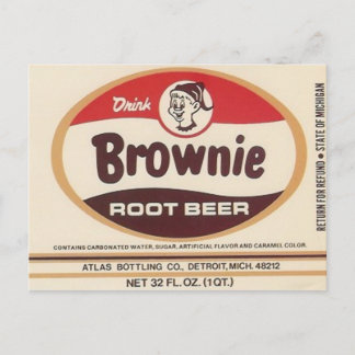 Postal cartão de posto de etiqueta de cerveja de raiz bro
