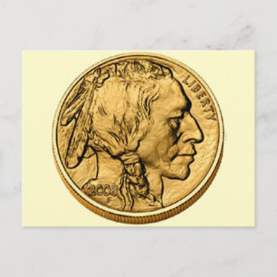 Postal Cartão de Posto de Moedas de Balão Dourado de Buff