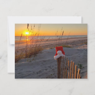 Postal Cartão de posto de Natal da cena de praia Amelia I