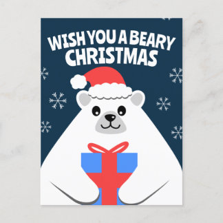 Postal Cartão de Posto de Natal de Urso Polar Personaliza