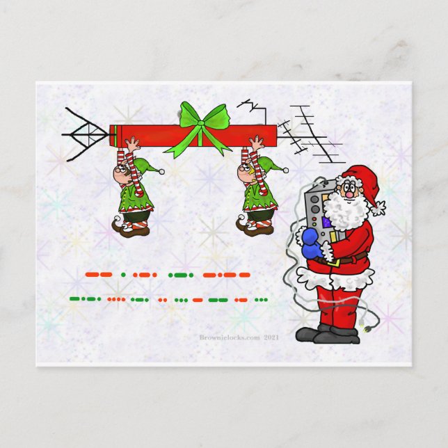 Postal Cartão de Posto de Natal Ham Radio Papais noeis e  (Frente)