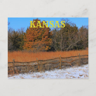 Postal Cartão de Posto de Paisagem de Kansas Fall/Winter.