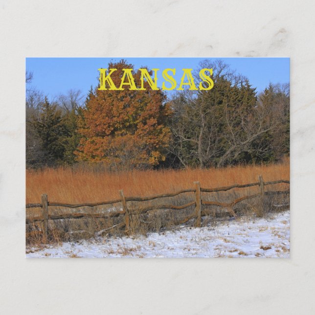Postal Cartão de Posto de Paisagem de Kansas Fall/Winter. (Frente)