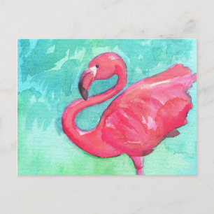 Postal Cartão de Posto de pintura colorido do flamingo