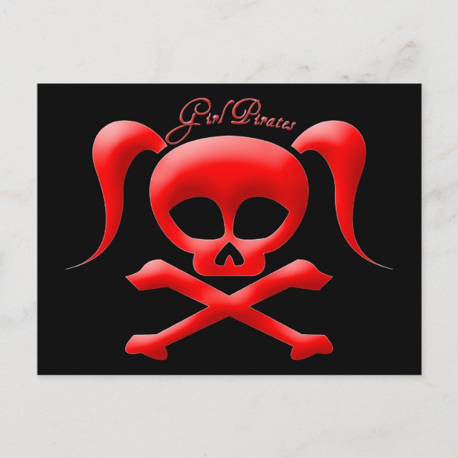 Postal Cartão de Posto de Piratas Meninas (Frente)