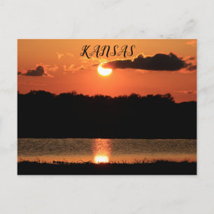 Postal Cartão de Posto de Reflexão do Kansas Sunset.