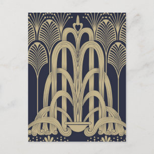 Postal Cartão de Posto Fonte de Aço Azul