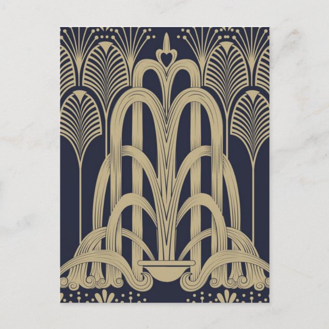 Postal Cartão de Posto Fonte de Aço Azul (Frente)