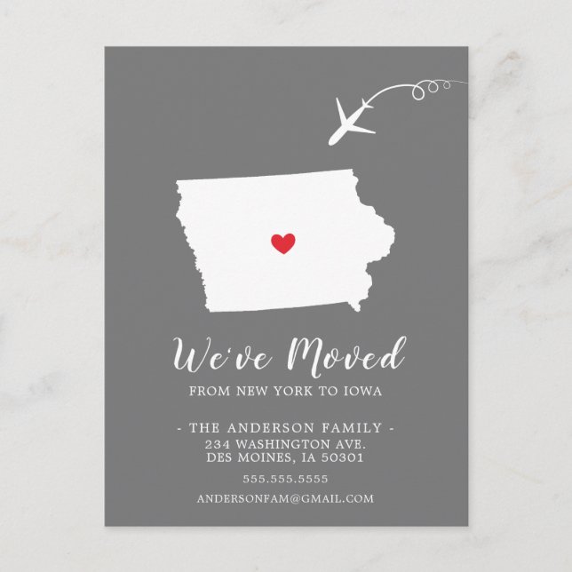 Postal Cartão de Posto IOWA de Estado de Anúncio em Movim (Frente)
