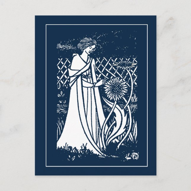 Postal Cartão de Posto Lady & Girassóis de Berdsley (Frente)