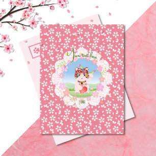 Postal Cartão de Posto Maneki Neko Lucky Luna