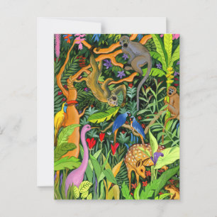 Postal Cartão de Posto para Animais da Floresta Whimséric