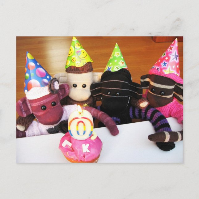 Postal Cartão de Posto para macacos Mars Sock - Aniversár (Frente)