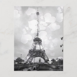 Postal Cartão de Posto Paris, Torre Eiffel em B/W