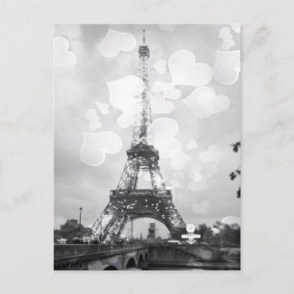 Postal Cartão de Posto Paris, Torre Eiffel em B/W