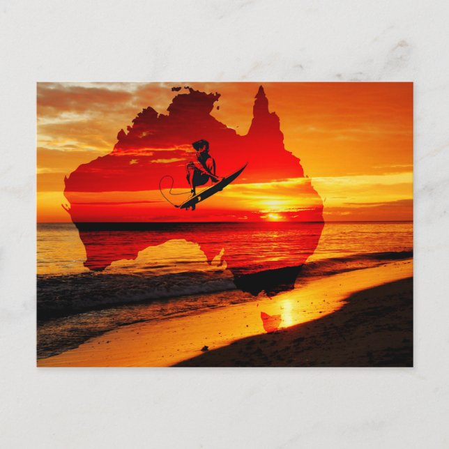 Postal Cartão de Posto Surfing na Austrália (Frente)