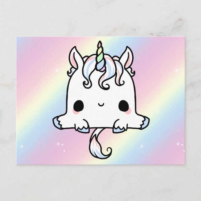 Postal Cartão de Posto Unicorn Bonito (Frente)