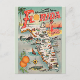 Postal Cartão de Posto Vintage Florida Map