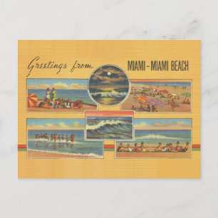 Postal Cartão de Posto Vintage Miami Beach Florida