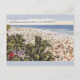 Postal Cartão de Posto Vintage Sun Bathing Miami Beach, 