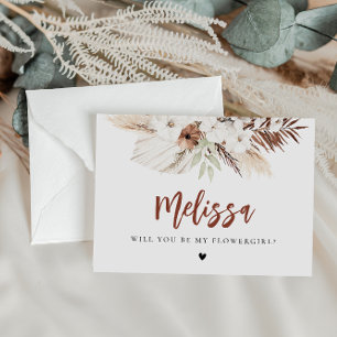 Postal cartão de proposta da paampas popular boho bridesm