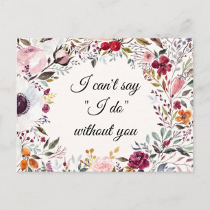 Postal Cartão de Proposta de Bridesmaid de Casamento Flor