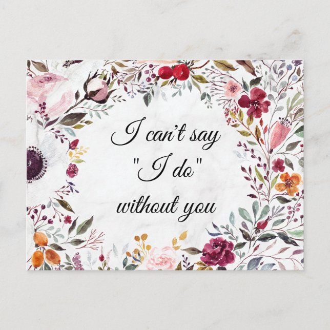 Postal Cartão de Proposta de Damas de Honra de Casamento  (Frente)