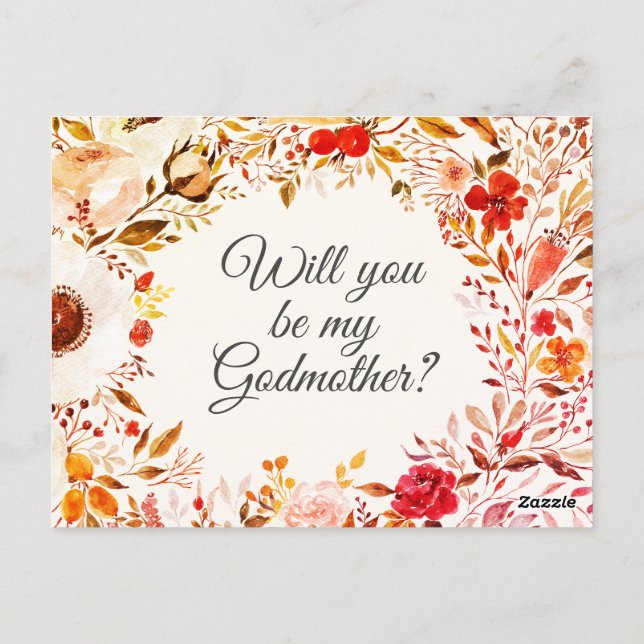 Postal Cartão de Proposta de Madrinha Floral (Verso)