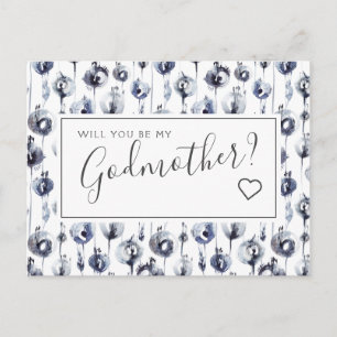 Postal Cartão de Proposta de Madrinha Floral Azul