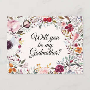 Postal Cartão de Proposta de Madrinha Floral de Watercolo