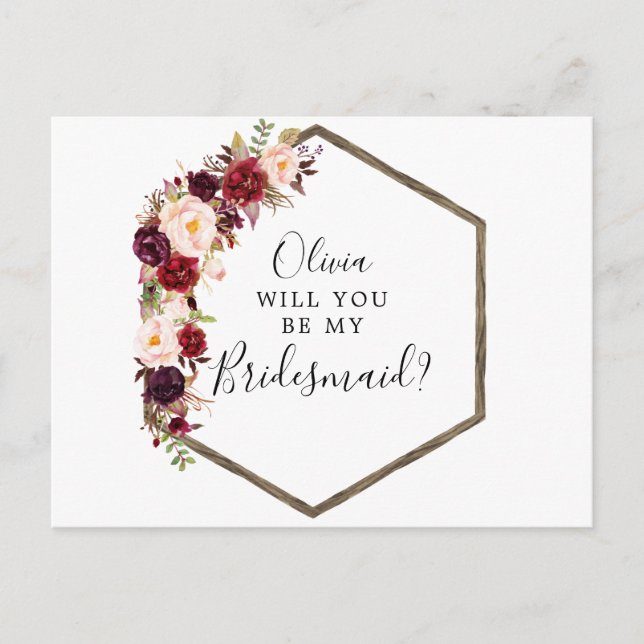 Postal Cartão de Proposta de Padrinho de Casamento Boho B (Frente)