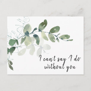 Postal Cartão de Proposta Elegante Eucalyptus Bridesmaid