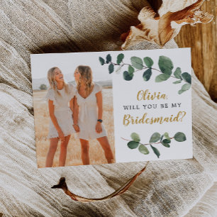 Postal Cartão de Proposta Eucalyptus Bridesmaid