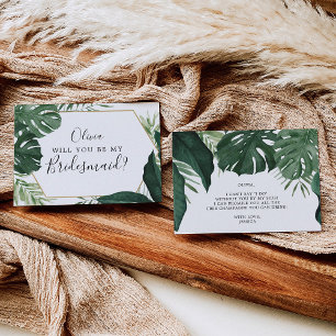 Postal Cartão de Proposta Monstera Tropical Bridesmaid