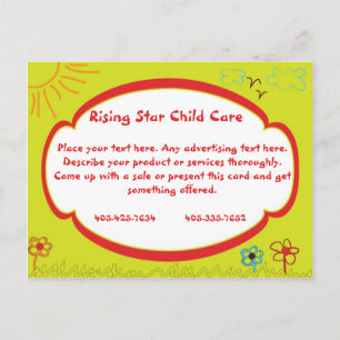Postal Cartão de Publicidade Sunshine Child Care