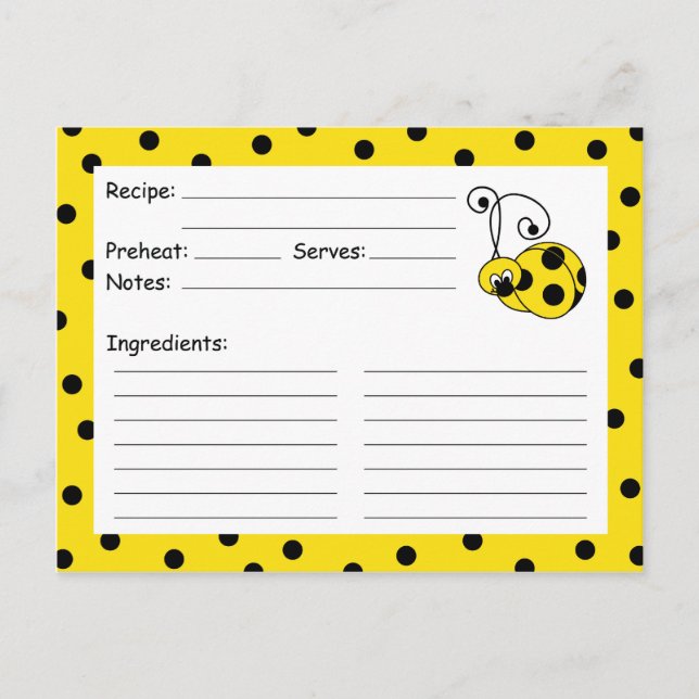 Postal Cartão de Receita Amarelo Itty Bitty Ladybug (Frente)