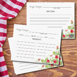 Postal Cartão de receita com morangos