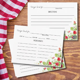 Postal Cartão de receita com morangos