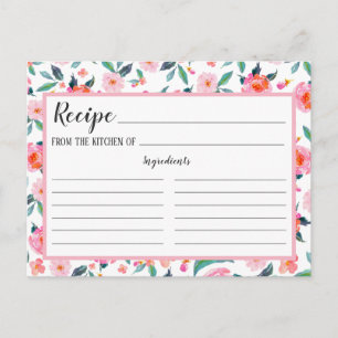 Postal Cartão de Receita com Padrão Floral Rosa